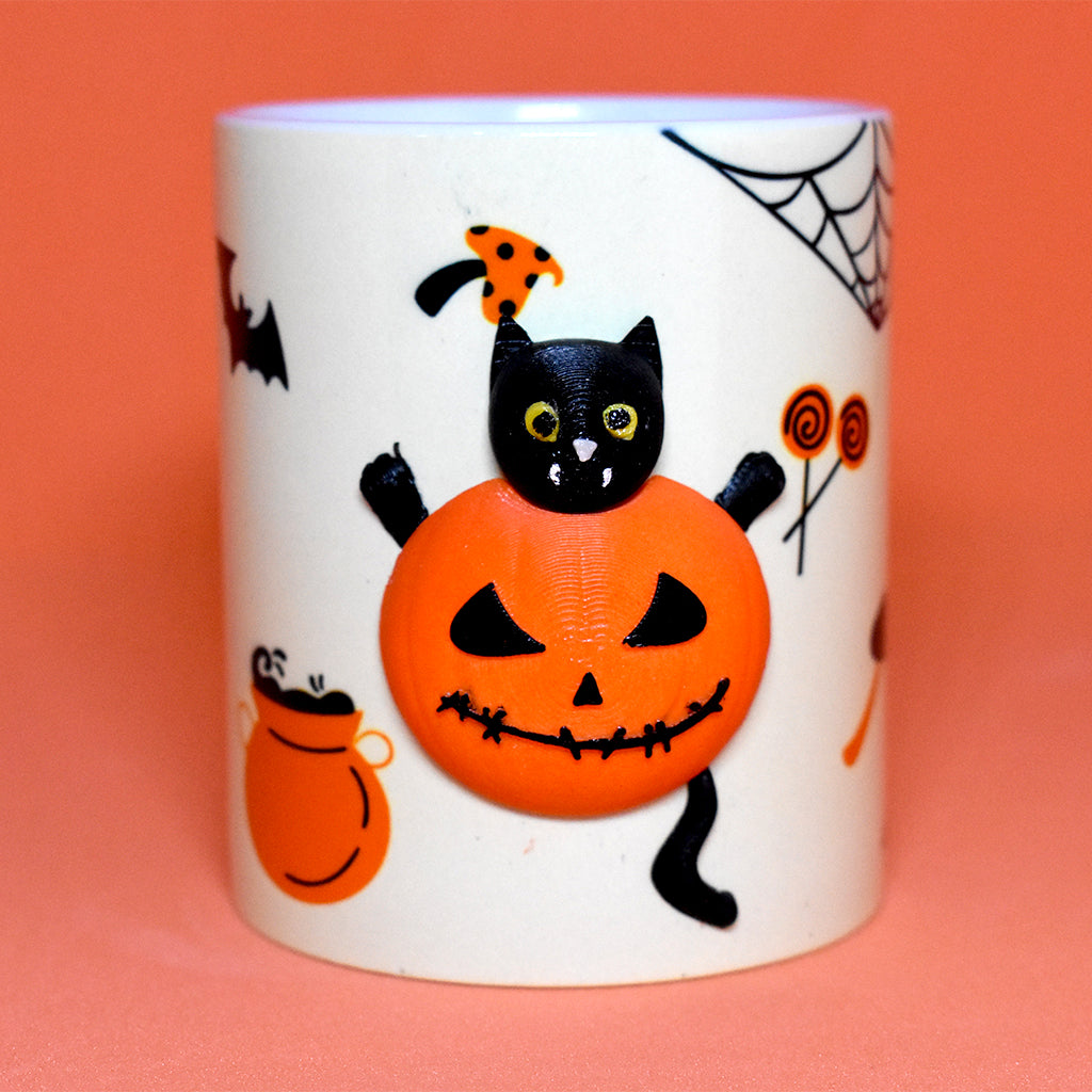 Gato Calabaza Taza 3D